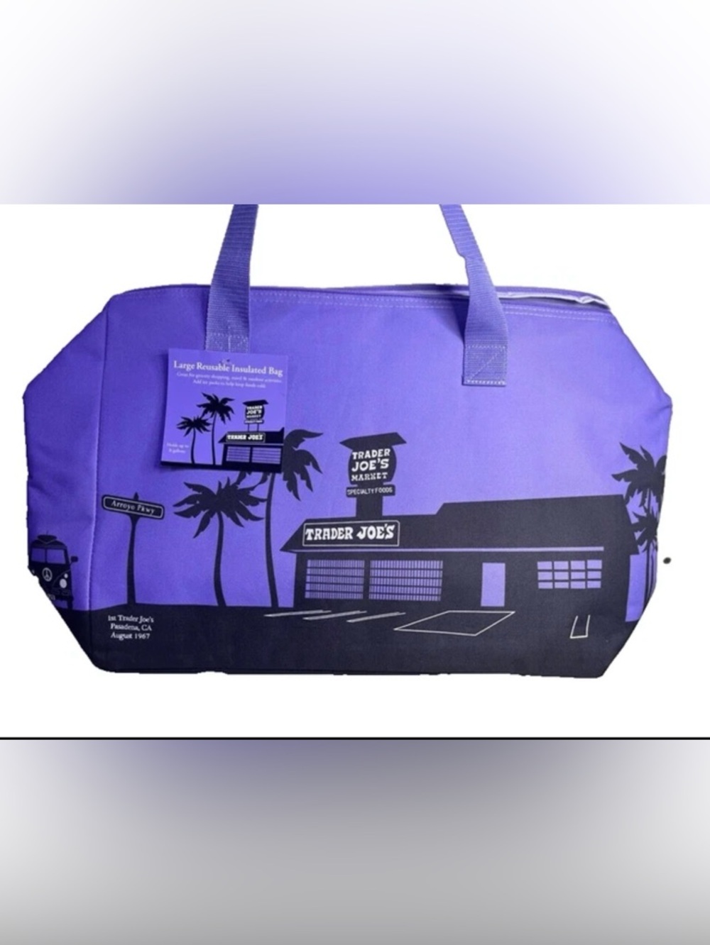 Trader Joe’s NEW 2026 RELEASE PURPLE RAIN Large Insulated Cooler Bag 8ga LIMITED